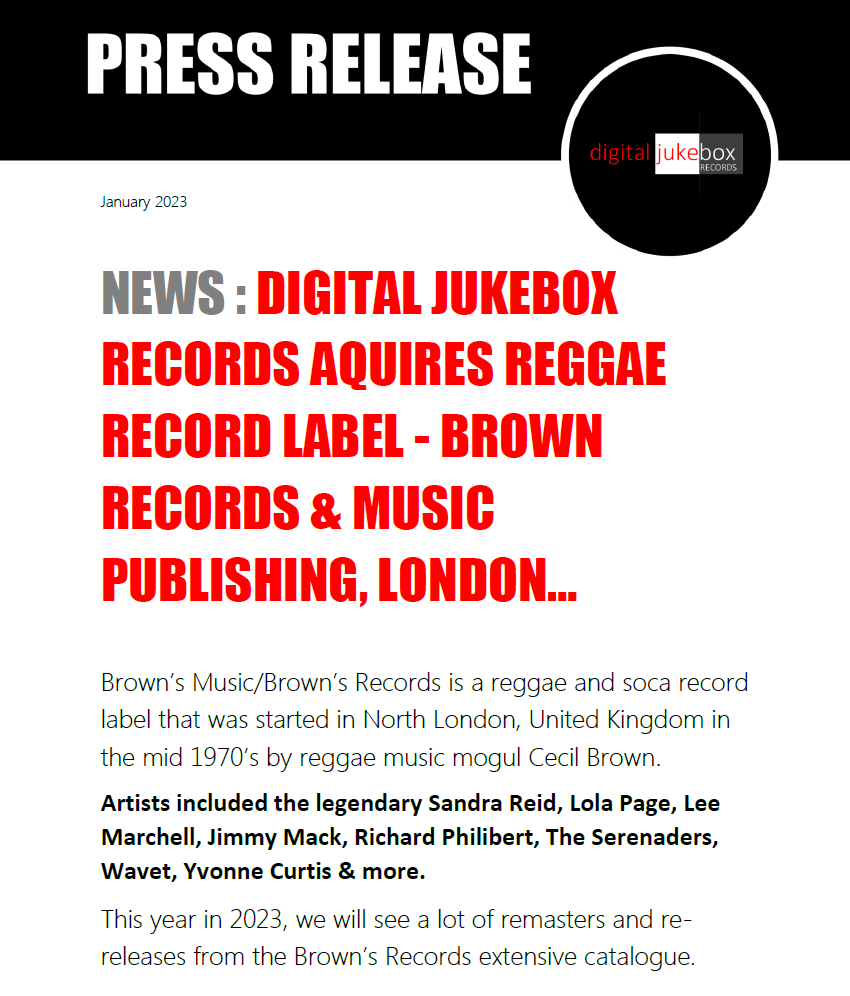 DJR Acquires Brown Records, London 